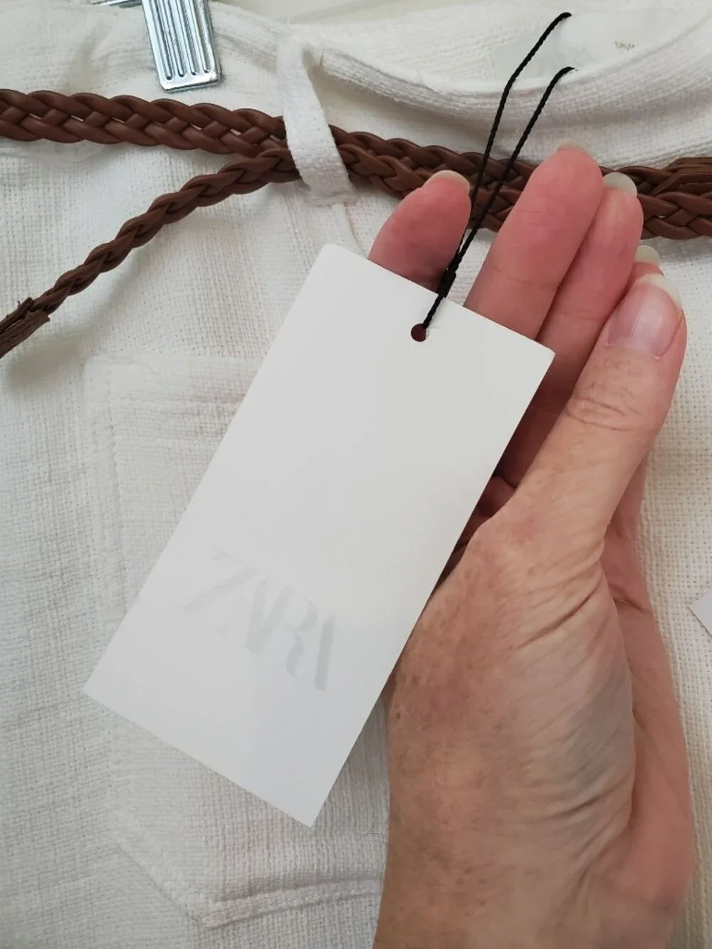 Zara braided belt white cotton culottes